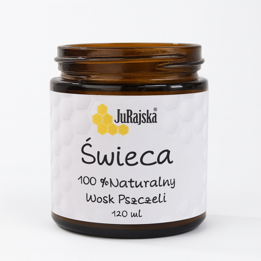 Świeca z wosku pszczelego w szklanym słoiczku 120 ml