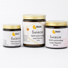Świeca z wosku pszczelego w szklanym słoiczku 120 ml
