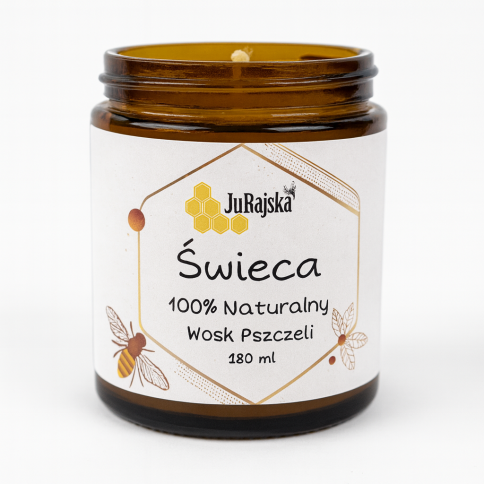 Świeca w szklanym słoiczku z wosku pszczelego 180 ml Świeca w szklanym słoiczku z wosku pszczelego 180 ml