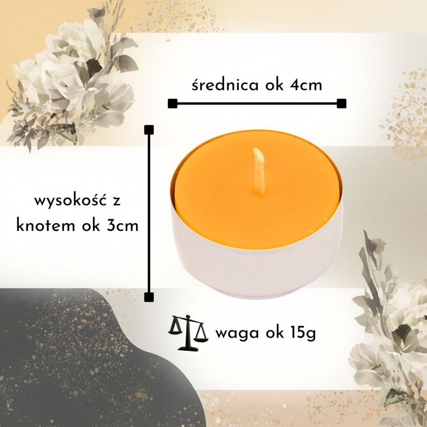 Podgrzewacz Tealight z wosku pszczelego świeca 4cm JuRajska 30szt
