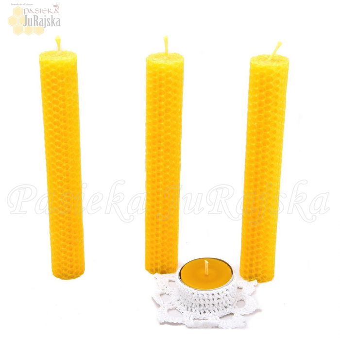 Świeca z wosku pszczelego 17 cm x 2,5 cm - 4 szt.